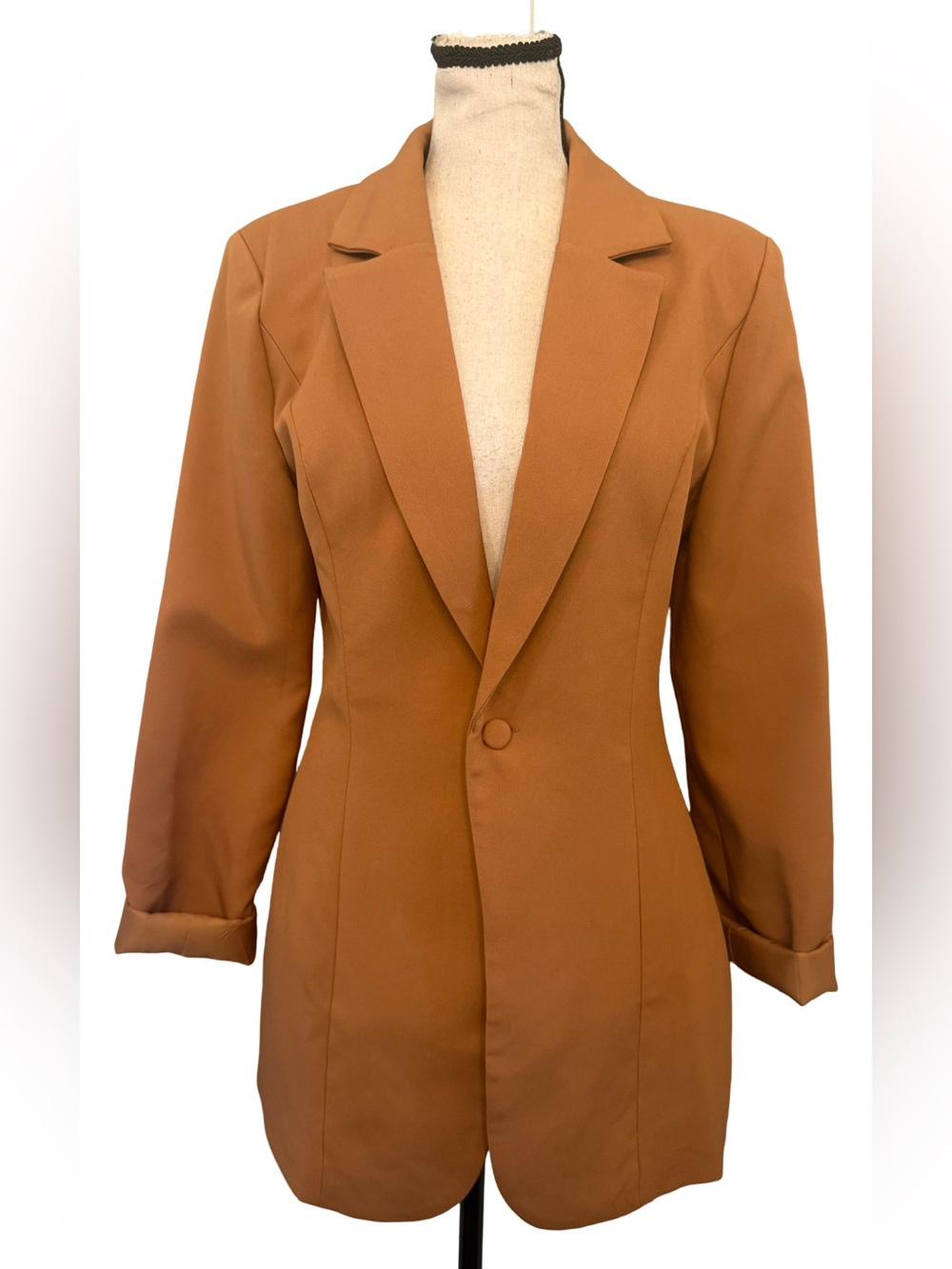 Missguided Tall Camel Brown Longline Blazer US 4 NWT